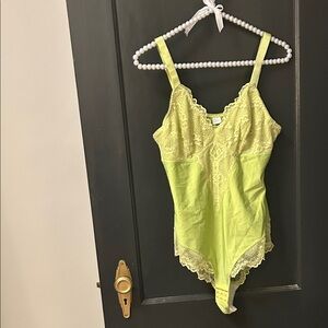 Lace Trimmed Yellow Shapewear Bodysuit